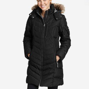 Eddie Bauer Sun Valley Down Parka Winter Coat - Ladies Medium Black -Remov. Hood